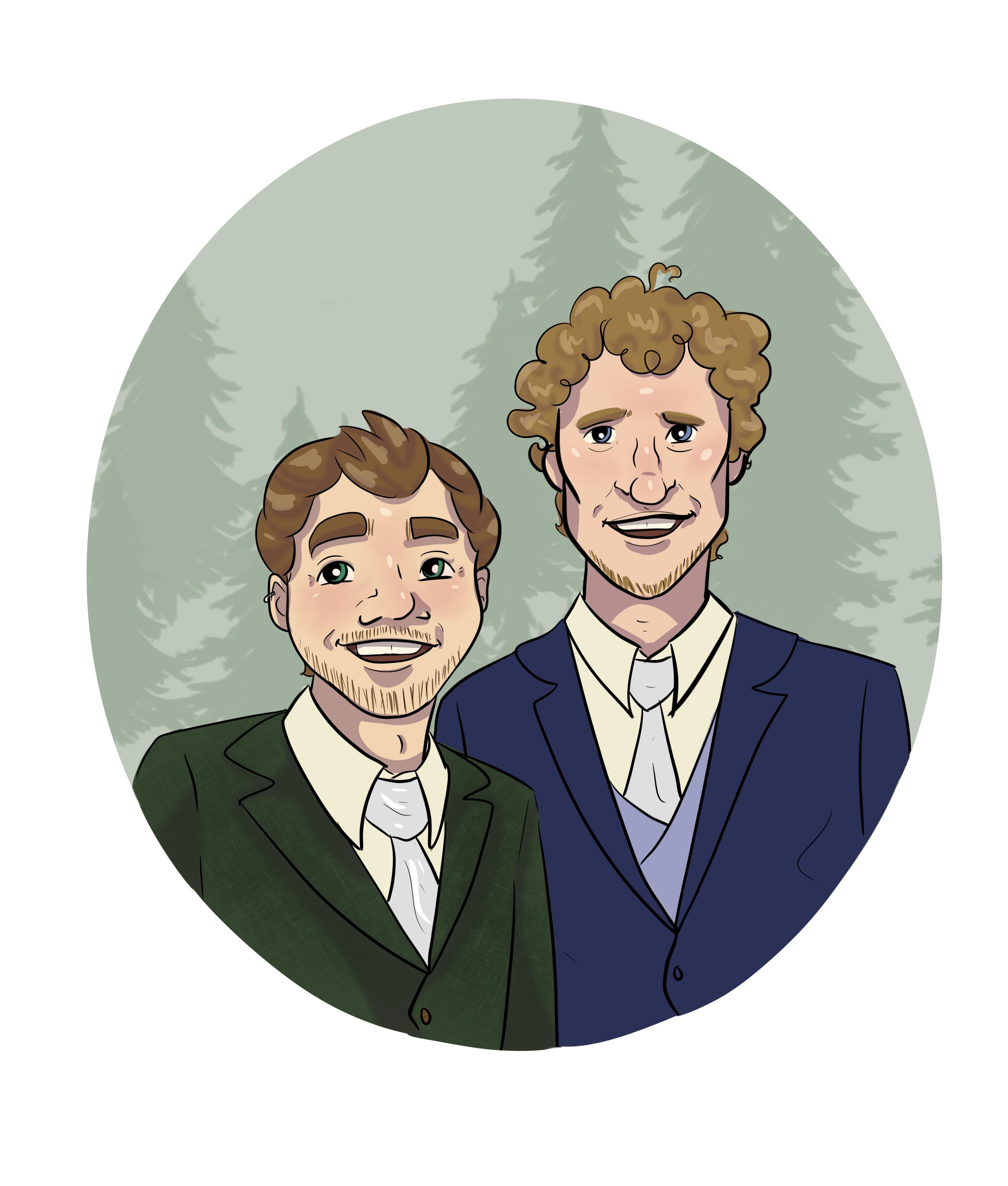 Portrait of a couple in outlines