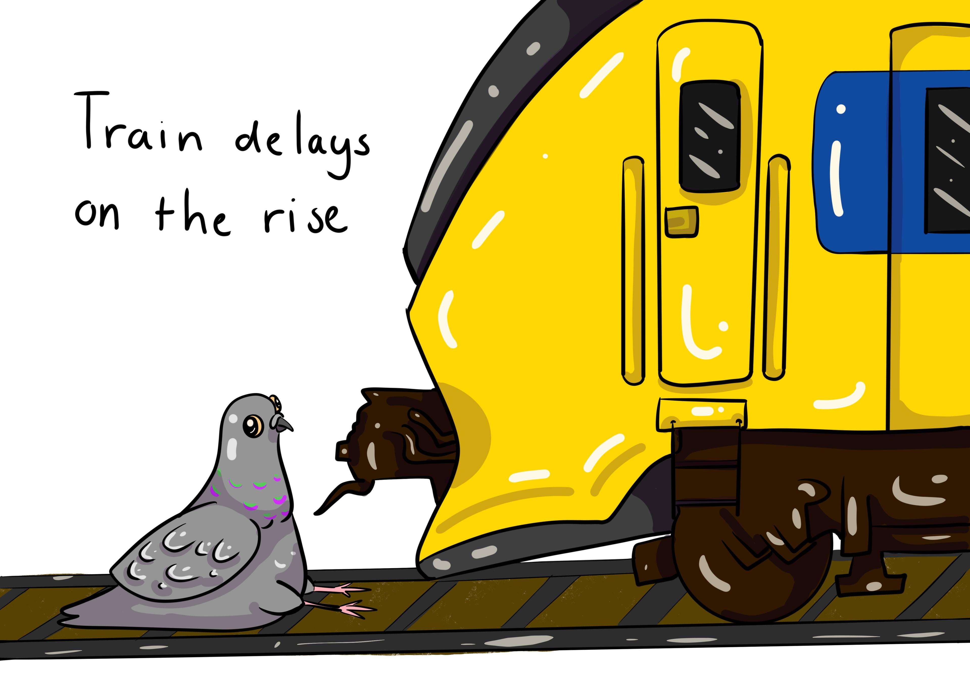 Pigeon stopping a train
